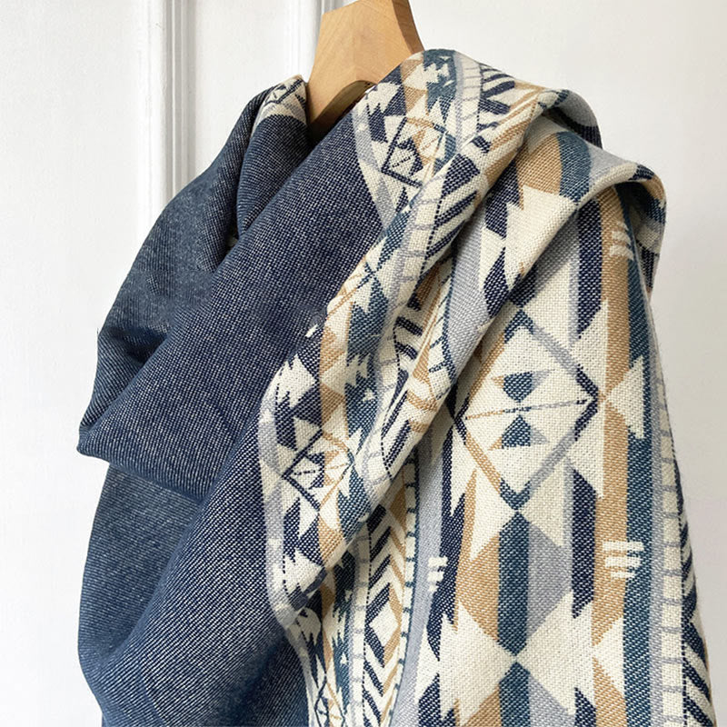 Écharpe enveloppante chaude et confortable avec motif géométrique en losange et Buddha Stones - image 13