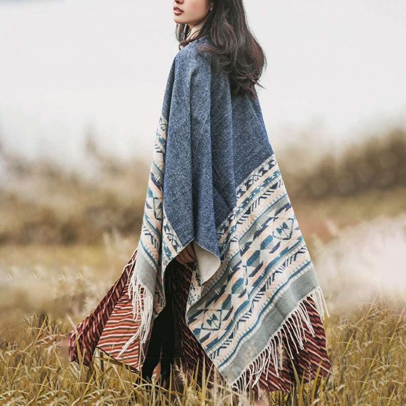 Écharpe enveloppante chaude et confortable avec motif géométrique en losange et Buddha Stones - image 4