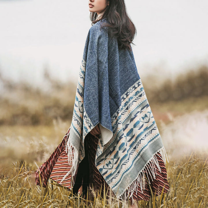 Écharpe enveloppante chaude et confortable avec motif géométrique en losange et Buddha Stones - image 4