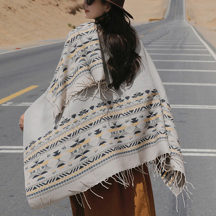 Écharpe enveloppante chaude et confortable avec motif géométrique en losange et Buddha Stones - image 16