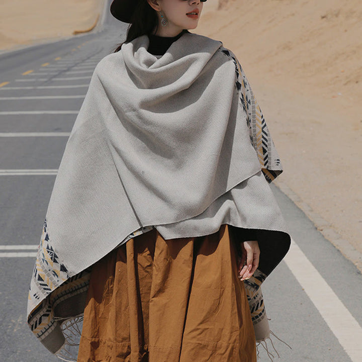 Écharpe enveloppante chaude et confortable avec motif géométrique en losange et Buddha Stones