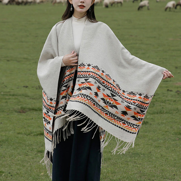 Écharpe enveloppante chaude et confortable avec motif géométrique en losange et Buddha Stones