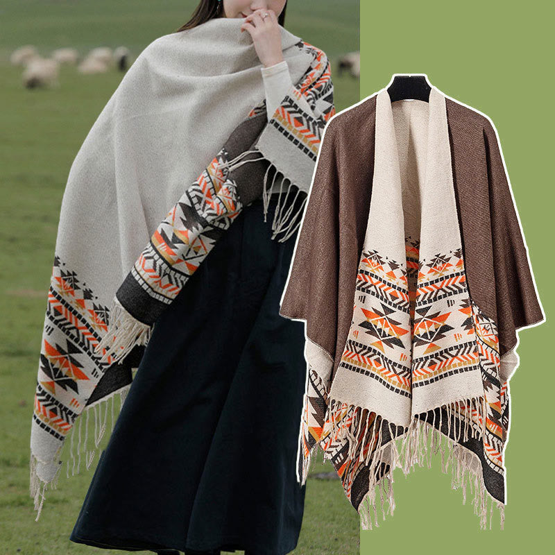 Écharpe enveloppante chaude et confortable avec motif géométrique en losange et Buddha Stones - image 22