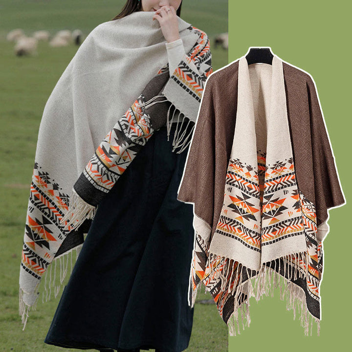 Écharpe enveloppante chaude et confortable avec motif géométrique en losange et Buddha Stones - image 22