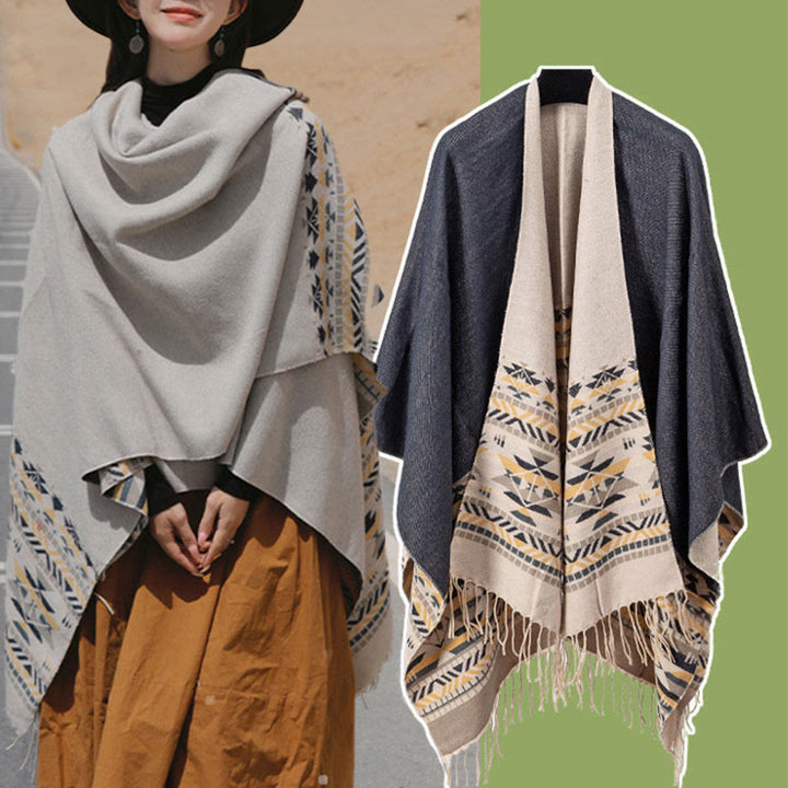 Écharpe enveloppante chaude et confortable avec motif géométrique en losange et Buddha Stones