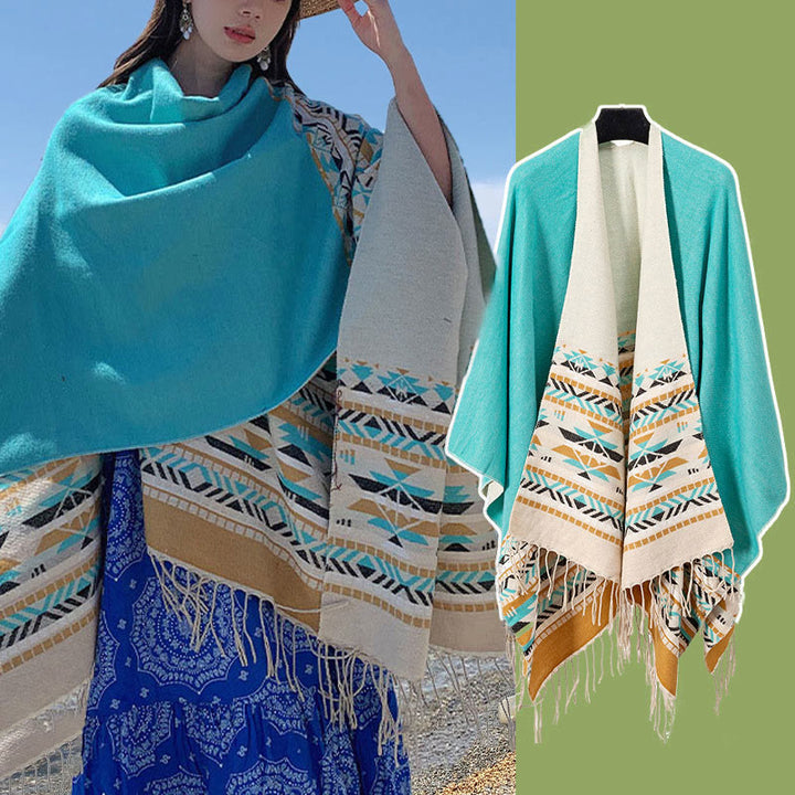 Écharpe enveloppante chaude et confortable avec motif géométrique en losange et Buddha Stones