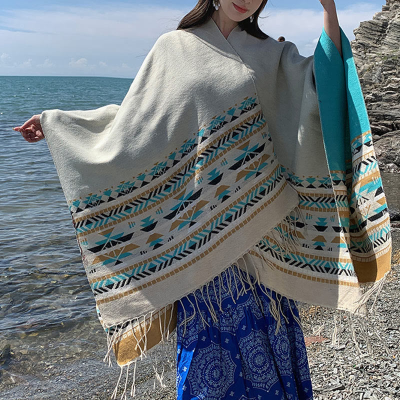 Écharpe enveloppante chaude et confortable avec motif géométrique en losange et Buddha Stones - image 27