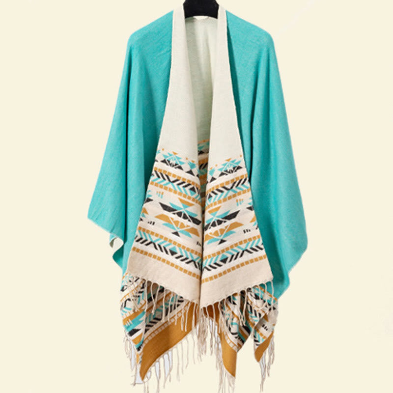 Écharpe enveloppante chaude et confortable avec motif géométrique en losange et Buddha Stones