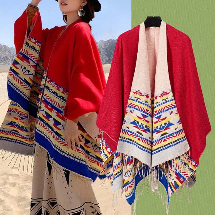 Écharpe enveloppante chaude et confortable avec motif géométrique en losange et Buddha Stones
