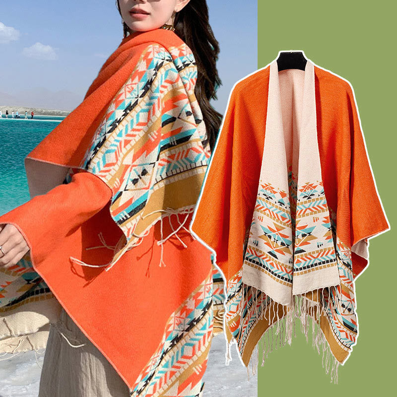 Écharpe enveloppante chaude et confortable avec motif géométrique en losange et Buddha Stones