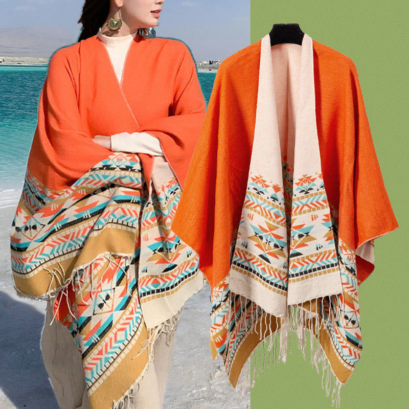 Écharpe enveloppante chaude et confortable avec motif géométrique en losange et Buddha Stones