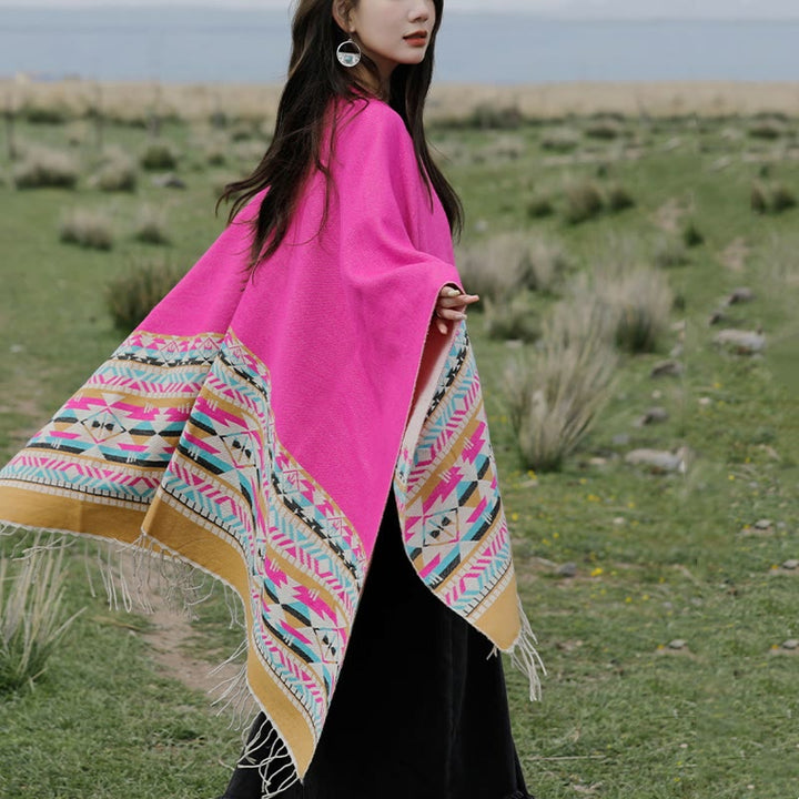 Écharpe enveloppante chaude et confortable avec motif géométrique en losange et Buddha Stones - image 43