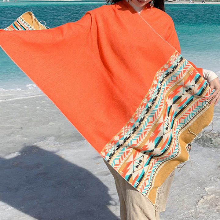 Écharpe enveloppante chaude et confortable avec motif géométrique en losange et Buddha Stones