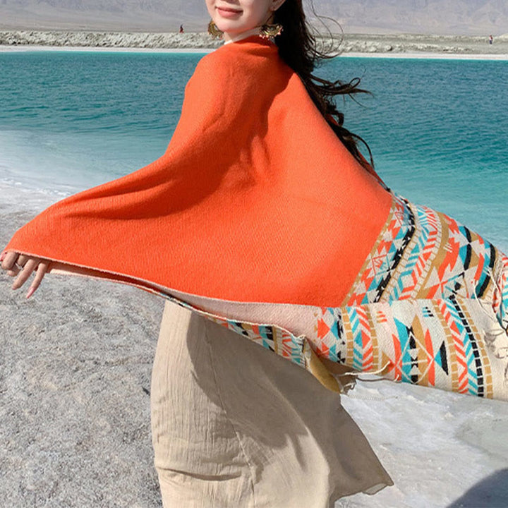 Écharpe enveloppante chaude et confortable avec motif géométrique en losange et Buddha Stones - image 35