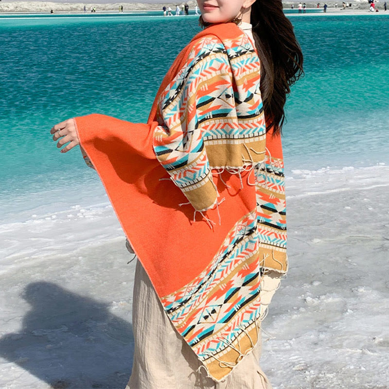 Écharpe enveloppante chaude et confortable avec motif géométrique en losange et Buddha Stones - image 37