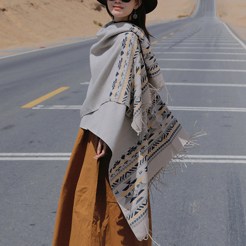 Écharpe enveloppante chaude et confortable avec motif géométrique en losange et Buddha Stones - image 17