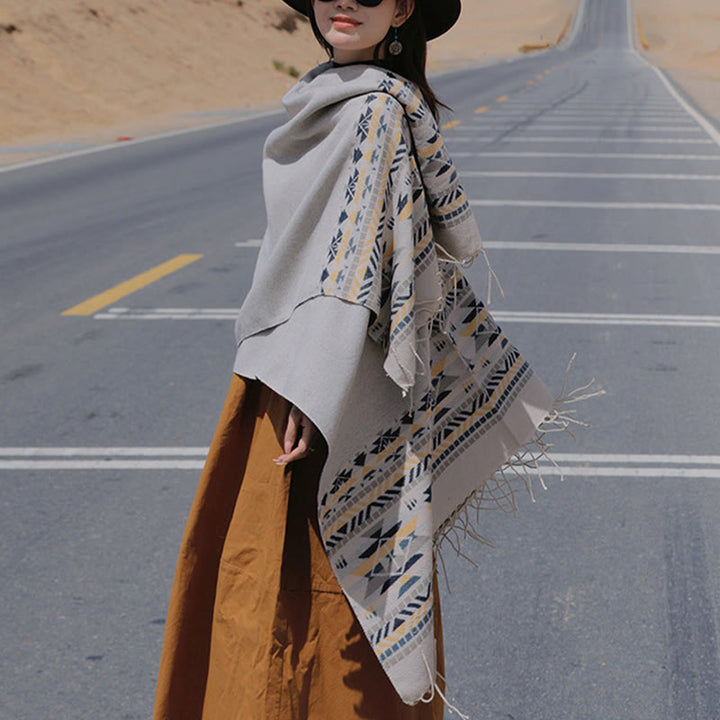 Écharpe enveloppante chaude et confortable avec motif géométrique en losange et Buddha Stones - image 17