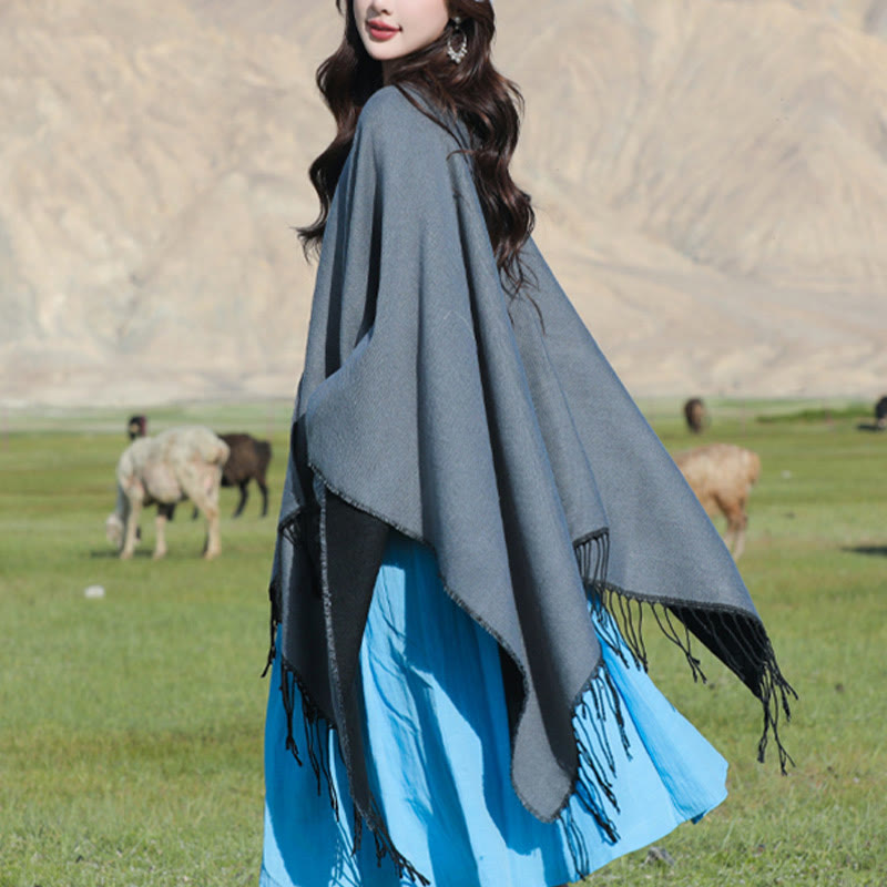 Écharpe enveloppante confortable avec poches et Buddha Stones, motif géométrique rond et mandala tibétain, pour l'automne et l'hiver - image 16