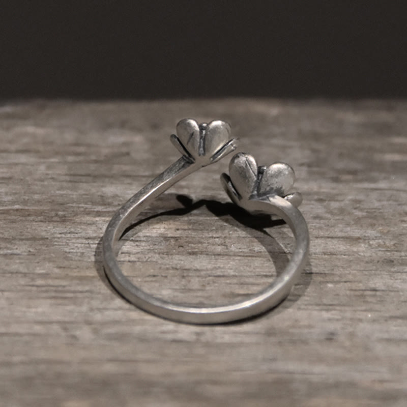 Bague en argent sterling 925 avec Buddha Stones et fleurs