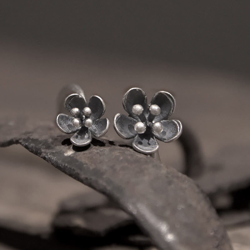Bague en argent sterling 925 avec Buddha Stones et fleurs