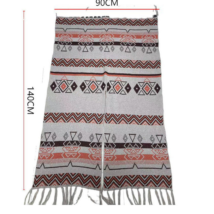 Châle à franges géométriques à rayures et vagues tibétaines en Buddha Stones pour l'automne et l'hiver - image 28