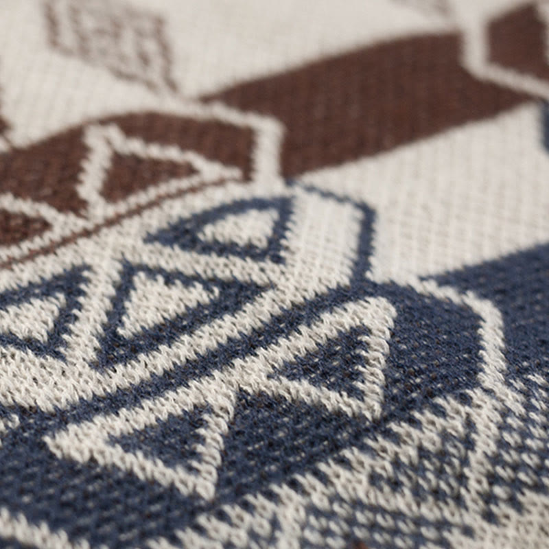 Châle à franges géométriques à rayures et vagues tibétaines en Buddha Stones pour l'automne et l'hiver - image 17