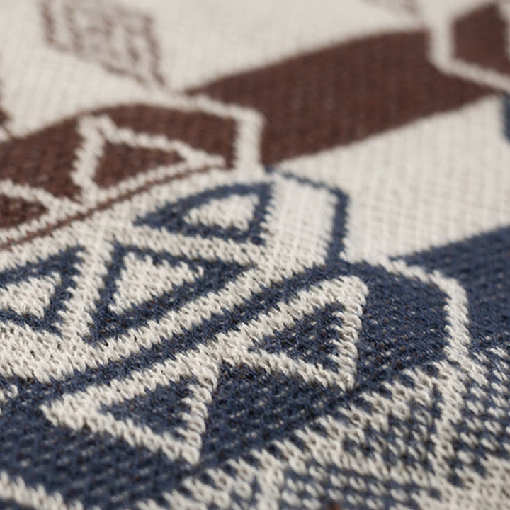 Châle à franges géométriques à rayures et vagues tibétaines en Buddha Stones pour l'automne et l'hiver - image 17