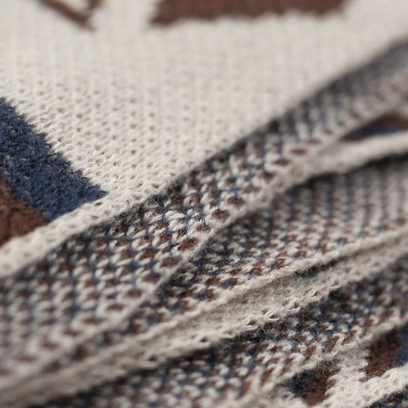 Châle à franges géométriques à rayures et vagues tibétaines en Buddha Stones pour l'automne et l'hiver - image 18