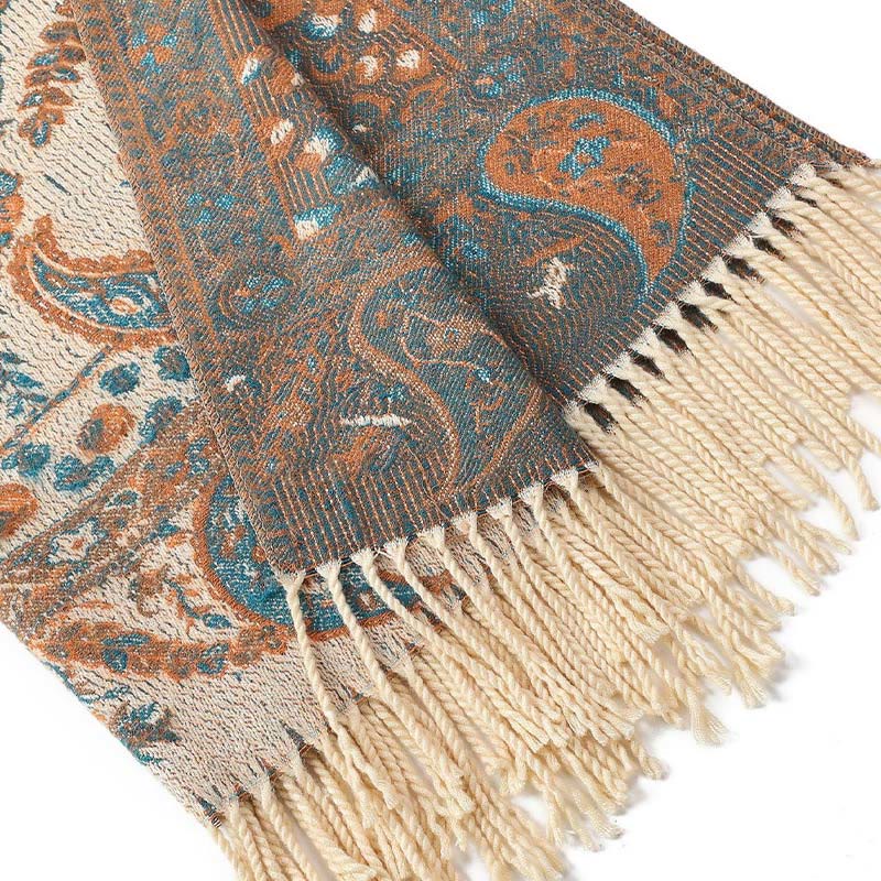 Écharpe enveloppante douce et confortable Buddha Stones, fleurs de cajou tibétaines, feuilles de vigne, glands, automne et hiver - image 25