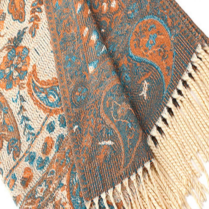 Écharpe enveloppante douce et confortable Buddha Stones, fleurs de cajou tibétaines, feuilles de vigne, glands, automne et hiver - image 24