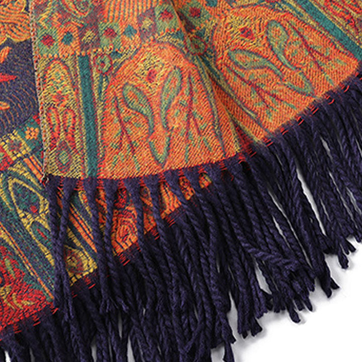 Écharpe enveloppante en Buddha Stones, fleurs de pivoine, de noix de cajou et de vigne, châle à pompons, pour l'automne et l'hiver - image 6