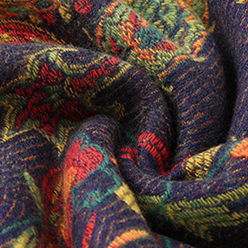 Écharpe enveloppante en Buddha Stones, fleurs de pivoine, de noix de cajou et de vigne, châle à pompons, pour l'automne et l'hiver - image 7