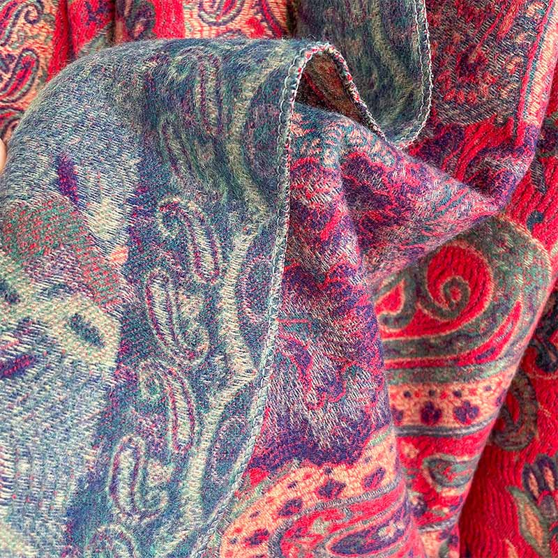 Écharpe enveloppante en Buddha Stones, fleurs de pivoine, de noix de cajou et de vigne, châle à pompons, pour l'automne et l'hiver - image 23