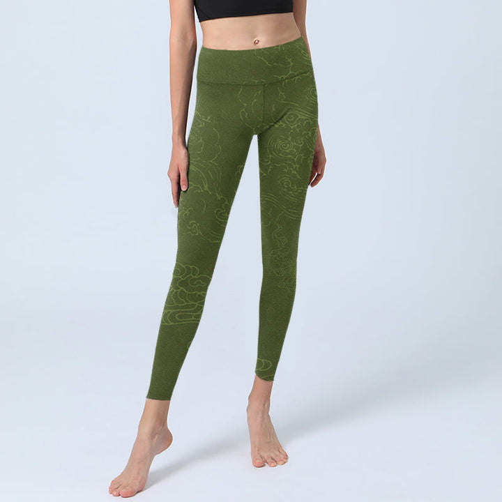 Leggings de sport à imprimé vagues de Buddha Stones Pantalon de yoga pour femme - image 6