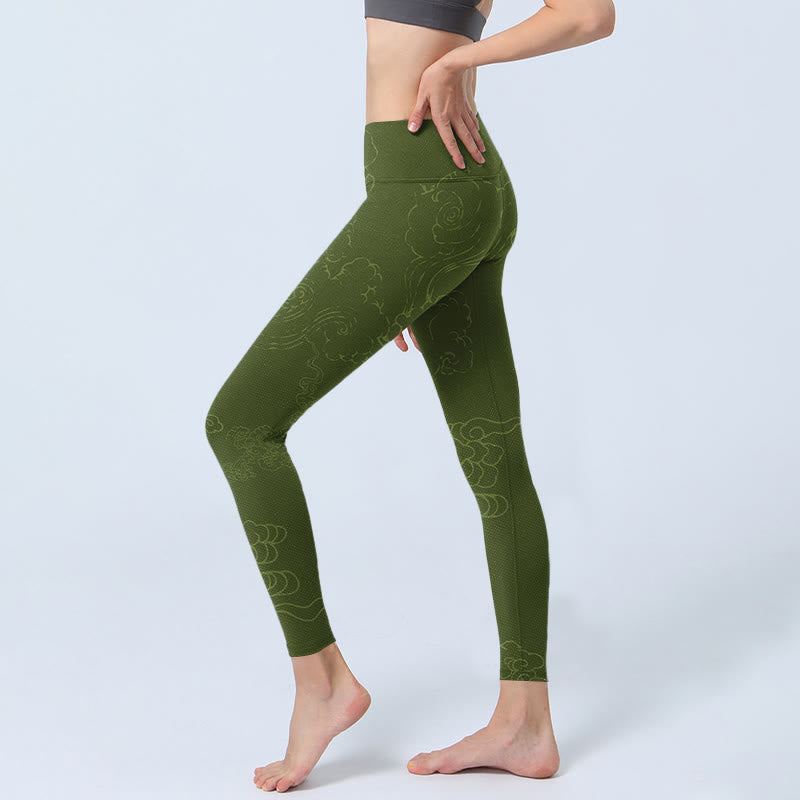 Leggings de sport à imprimé vagues de Buddha Stones Pantalon de yoga pour femme - image 3