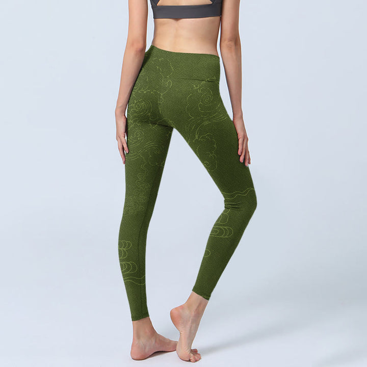 Leggings de sport à imprimé vagues de Buddha Stones Pantalon de yoga pour femme - image 5