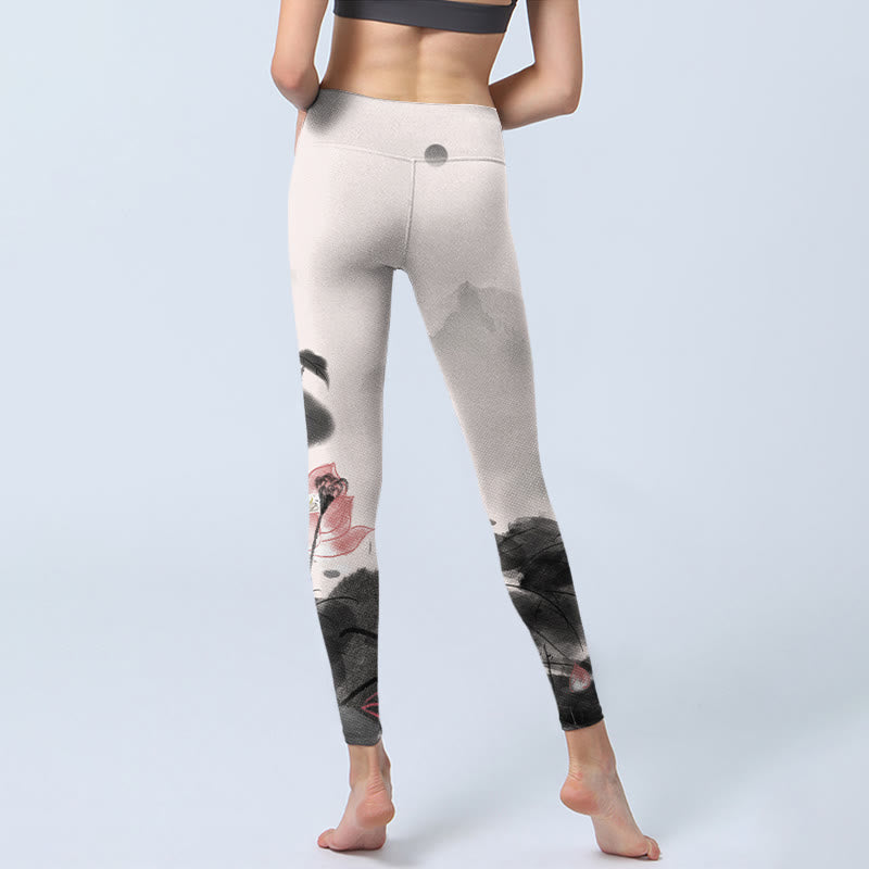 Leggings de fitness pour femme avec peinture à l' Buddha Stones et feuilles de lotus - image 6