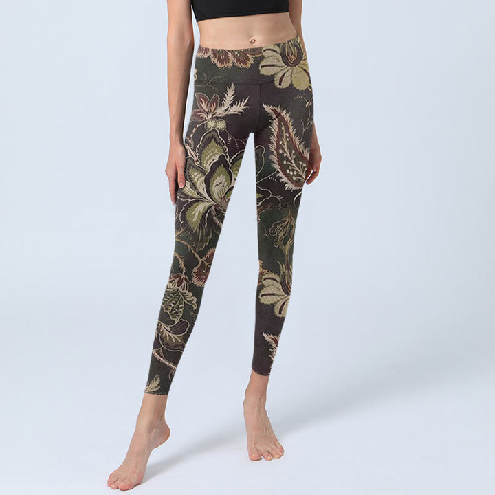Pantalon de yoga pour femme avec imprimé floral et Buddha Stones - image 5