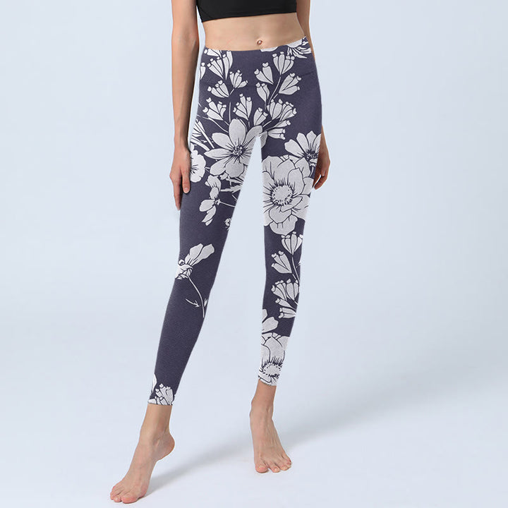 Leggings de sport et de fitness à imprimé Buddha Stones Flowers Blossom pour femme - image 6