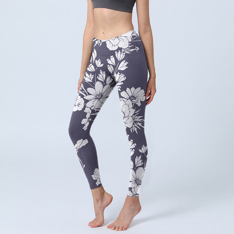 Leggings de sport et de fitness à imprimé Buddha Stones Flowers Blossom pour femme - Lavande - US18，UK/AU22，EU50 (4XL) - image 1