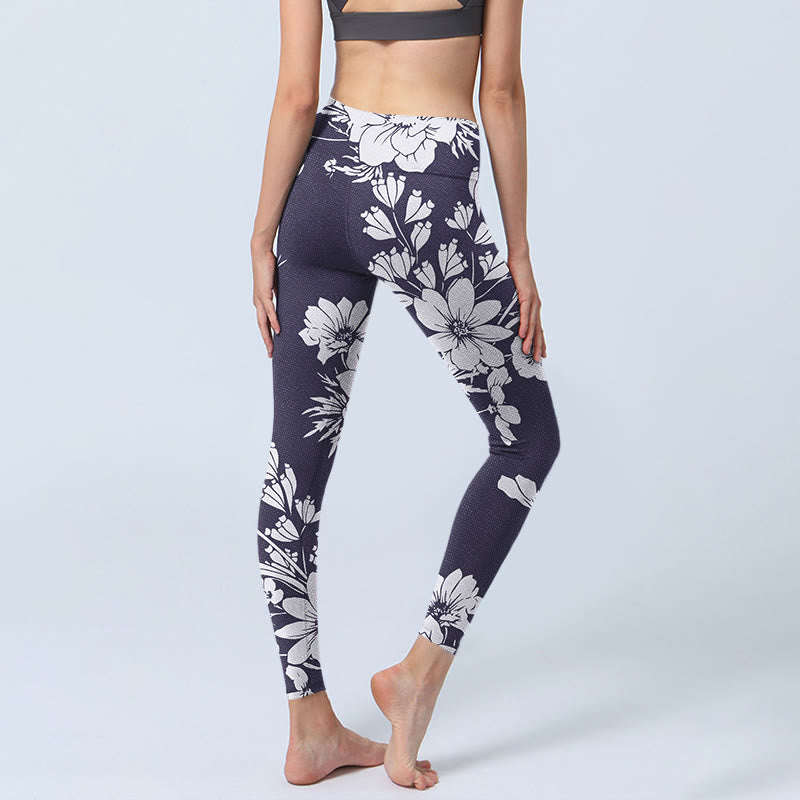 Leggings de sport et de fitness à imprimé Buddha Stones Flowers Blossom pour femme - image 5