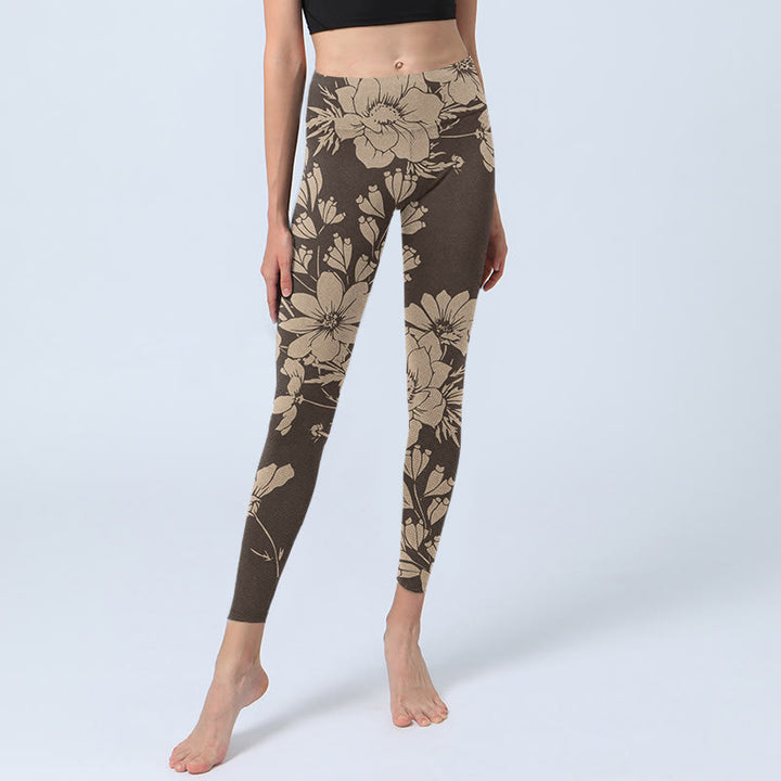 Leggings de sport et de fitness à imprimé Buddha Stones Flowers Blossom pour femme - image 15