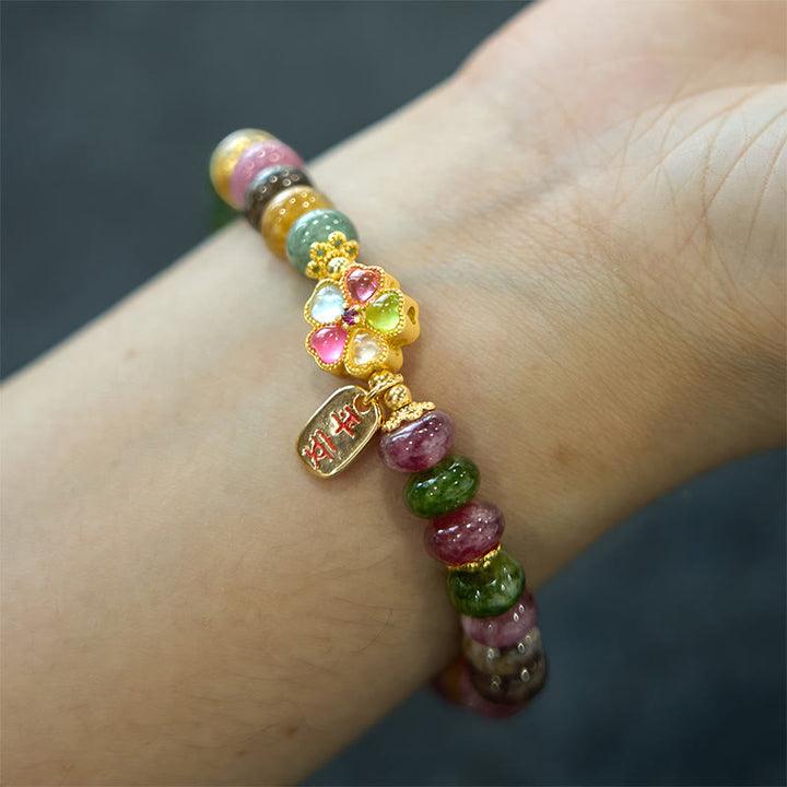 Bracelet Buddha Stones Tourmaline Jade Safe And Well Love