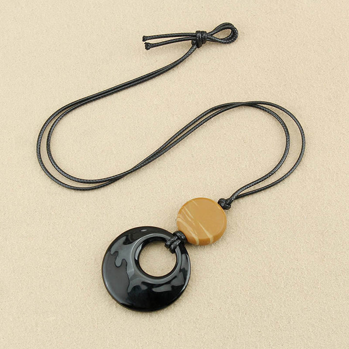 Collier pendentif en cuivre avec pierre d'image Liuli en obsidienne noire et Buddha Stones