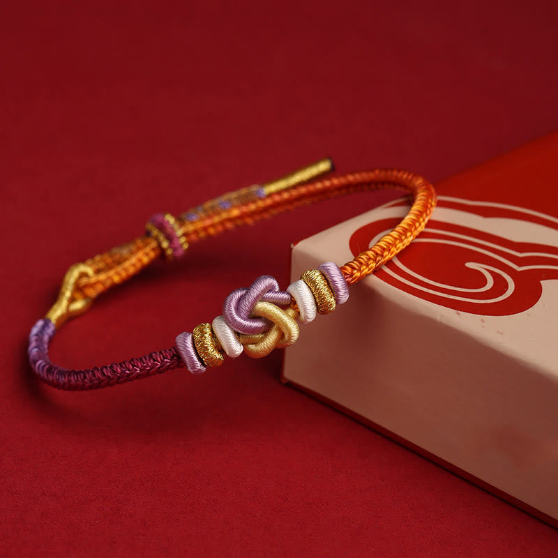 Bracelet tressé de protection en forme de cœur avec Buddha Stones colorées