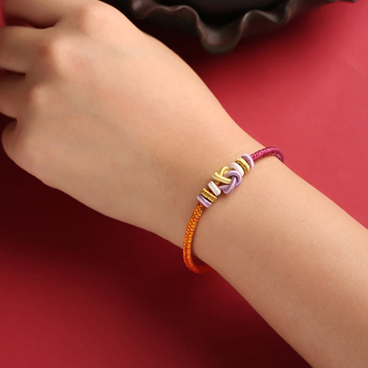 Bracelet tressé de protection en forme de cœur avec Buddha Stones colorées