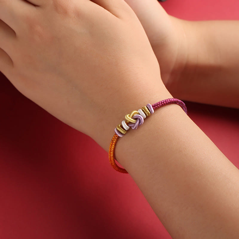 Bracelet tressé de protection en forme de cœur avec Buddha Stones colorées