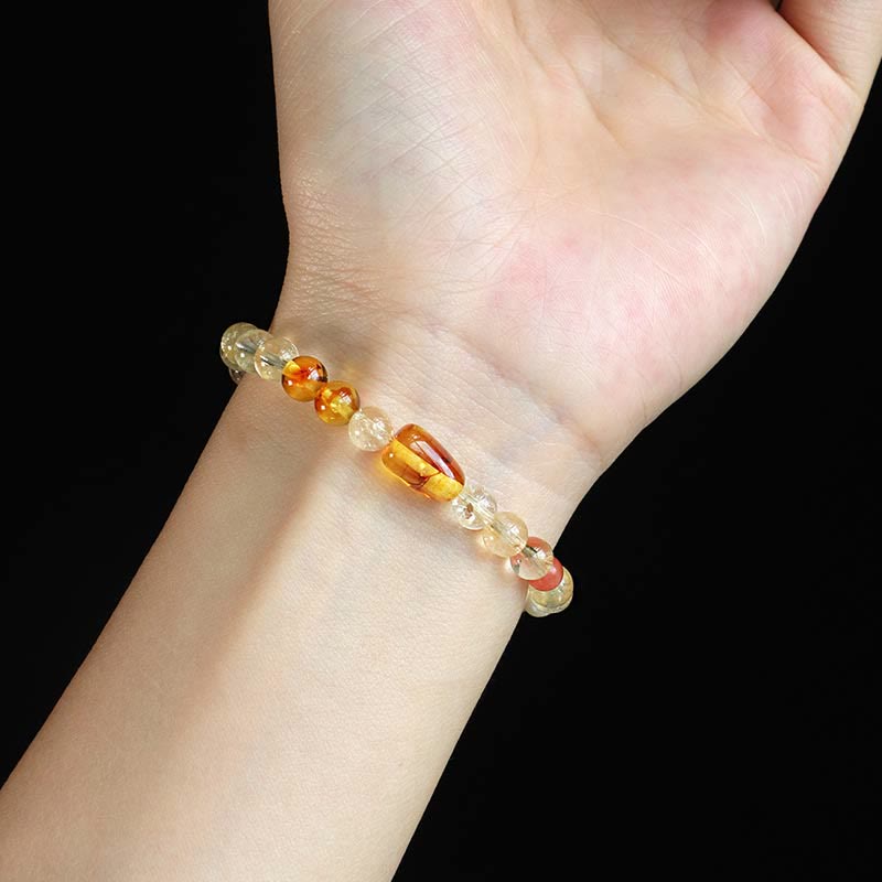 Bracelet de protection en cristal blanc avec citrine naturelle et topaze et Buddha Stones