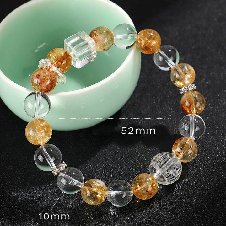 Bracelet de protection en cristal blanc avec citrine naturelle et topaze et Buddha Stones
