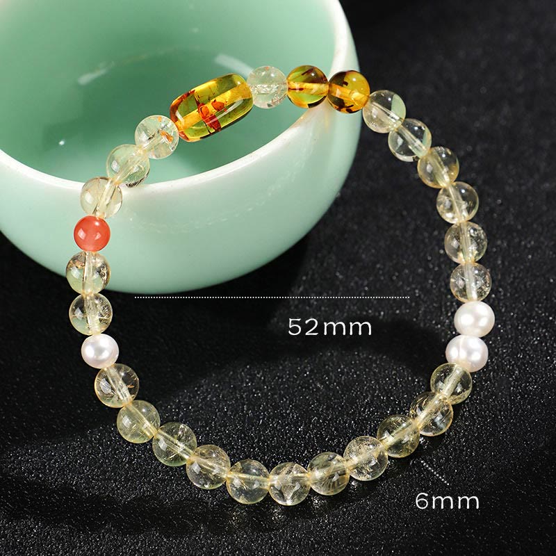 Bracelet de protection en cristal blanc avec citrine naturelle et topaze et Buddha Stones